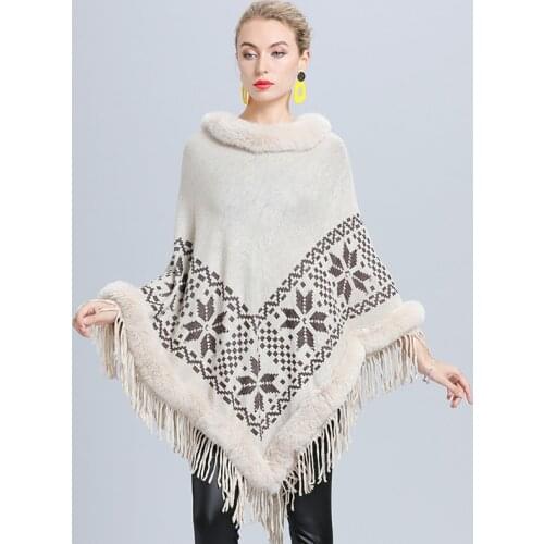 Tassel Cloak Women Winter Warm Fur Ponchos Capes for Women 2020 New Faux Fur Capes Casual Winter Clothing Soft Flower Ponchos