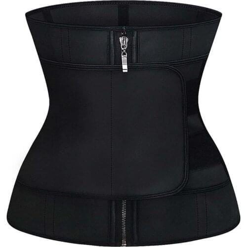 New Womens Neoprene Sweat Waist Trainer Corset Trimmer Belt Waist Cincher Body Shaper Slimmer Hook and Zip up Latex Shaperwear