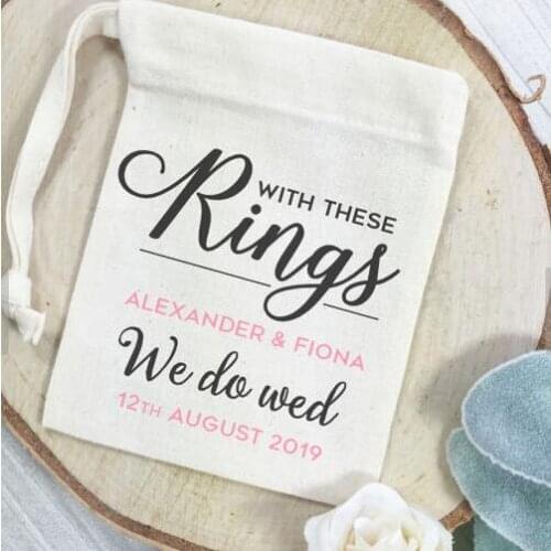 Custom Rings bearer wedding Party Survival Hangover Kit jewelry favor muslin Bags Bachelorette bridal shower gifts