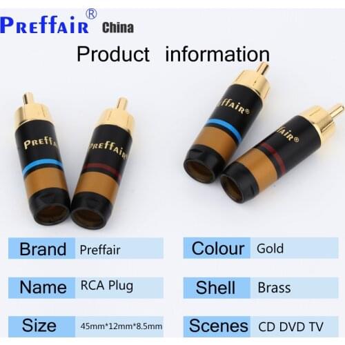Preffair R1759 Hifi 8Pcs HIFI RCA Plug Hi-end Coaxial RCA Connectors Audio signal wiring terminal Plugs Wire Connectors Audio