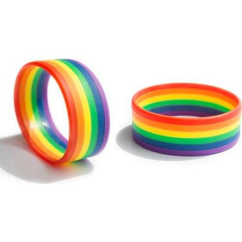 Rainbow Bracelet Gay Pride Wristband for LGBT Shine Color in Summer 2 Pieces