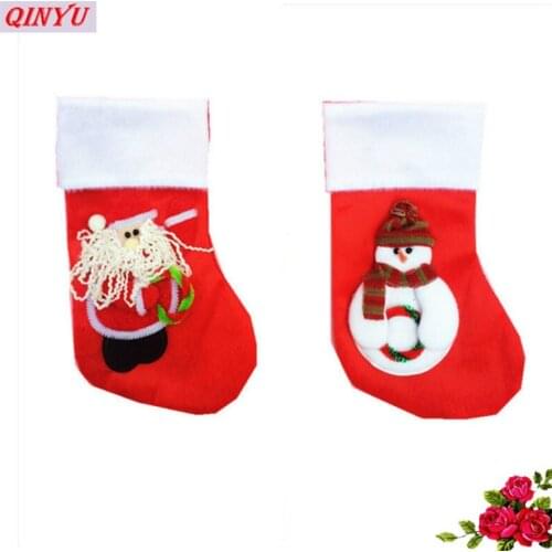 Christmas Red Socks candy bag tree hanging ornaments home decorations Santa Claus snowman pattern kids gifts party supplies 5Z