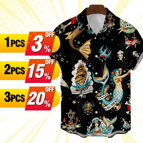2021 New Summer Floral Elements 3d Digital Printing Trend Loose Short-Sleeved Shirt Mens Shirt Top 6xl Large Size