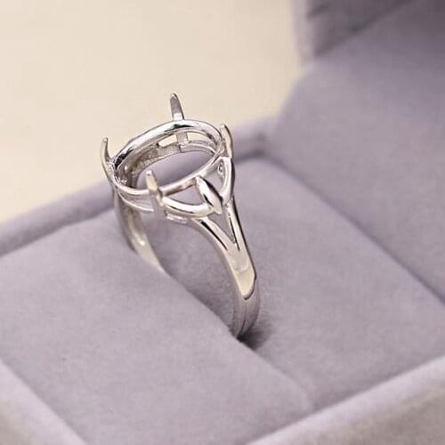 925 Sterling Silver 10x13mm Oval Cut Oval Cabochon Semi Mount Engagement Wedding Ring Women Fine Jewelry Setting For Gemstone