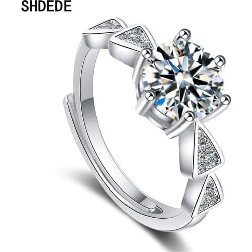 SHDEDE Fashion Engagement Rings for Women 925 Silver Wedding Female Jewelry Embellished With Crystals From Swarovski -X371