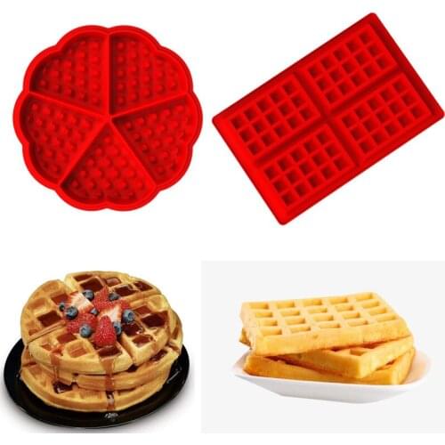 Silicone molds for pastry baking accessor Baking tool kitchen baking utensils rectangular and heart silicone waffle mold factory
