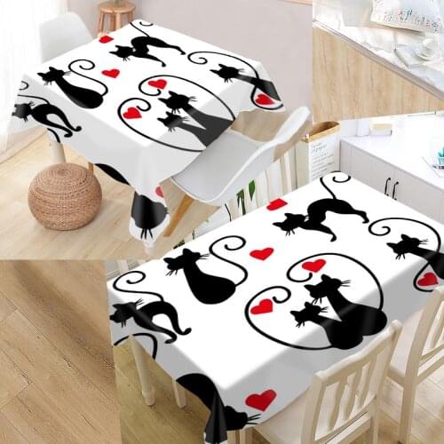 Best Cat Animals Custom Table Cloth Rectangular Oxford Print Waterproof Oilproof Square Table Cover Wedding Tablecloth P