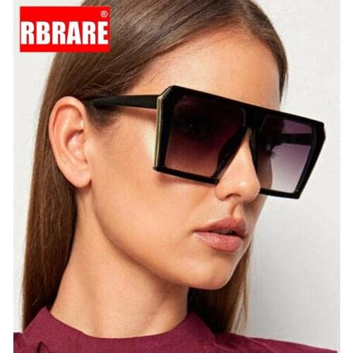 RBRARE Oversized Square Sunglasses Women Box Metal Rim Retro Sunglasses Fashion Big Frame Sunglasses Women Lentes De Sol Mujer