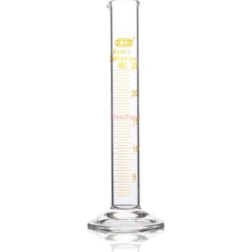 25ml Glass Measuring Cylinder w/spout Height 160mm Diameter 20mm Lab Glassware