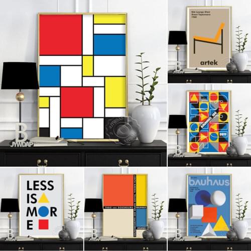 Bauhaus Style Wall Decor, Less is More Poster, 100th Anniversary Poster Print, Classic Posters, Exhibition Museum Poster