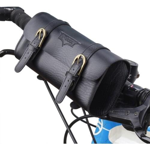 B-SOUL New Vintage Bicycle Handlebar Bag Bicycle Tail Bag PU Leather Cycling Bag Saddle Pouch Tail Pannier Riding Bike Bag
