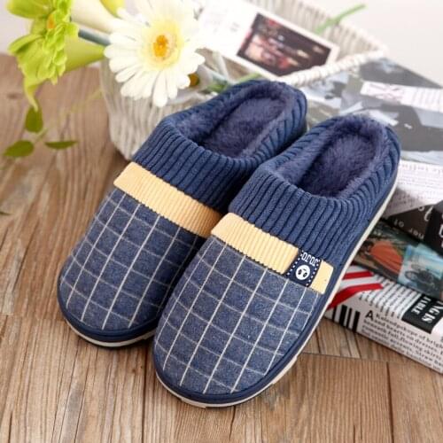 New cotton slippers for men household slippers to keep warm shoes Winter non-slip soft slippers op90