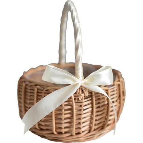 Woven Baskets Eco-friendly Multi-functional Wicker Handle Woven Wicker Basket Anniversary Elegant Flowerpot Home Organization