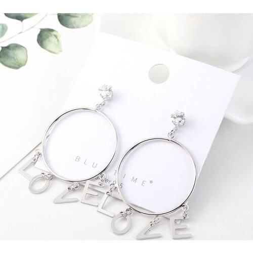 TONGKWOK Bohemia Exaggeration Dangle Earrings For Women Silk Thread Tassel Metal Long Chandelier Earrings #140647