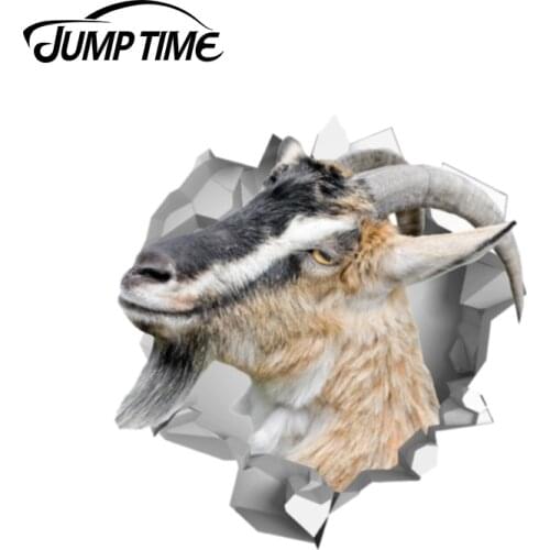 JumpTime 13cm x 12.4cm Goat Vinyl 3D Sticker Car Bumper Car Hood Decal Waterproof Accessories Funny Pet Car Stickers