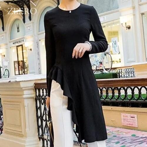 2021 Summer Women O-neck Short Sleeve All-match Blouse Female Irregular Mermaid Ruffle Casual Vintage Pullover Midi Tops Korean