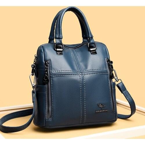 Women Bags Multifunction Backpacks Fashion Messenger Bags Female Handbag Soft Pu Leather Crossbody Bag Large Capacity Ladies Bag