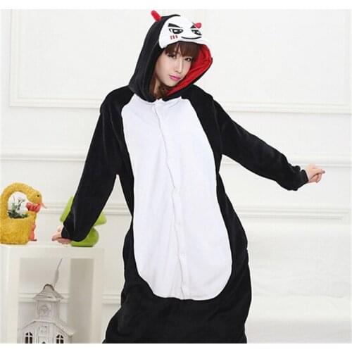 Adult Evil Kigurumi Onesie for Women Pajamas Flannel Warm Loose Soft Sleepwear Overall Onepiece Winter Jumpsuit Cosplay