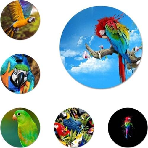 Blue Ringneck Parrot Art Icons Pins Badge Decoration Brooches Metal Badges For Backpack Decoration 58mm