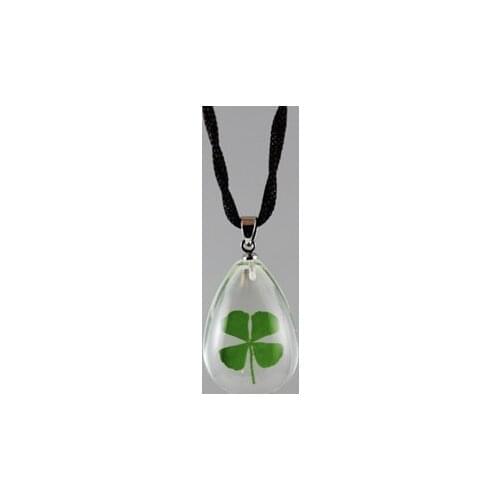 3PCS 24X17MM Real Four Leaf Clover Necklace-Real 4 Leaf Clover Encased in Resin-Pressed Flower Jewelry-Resin Necklace