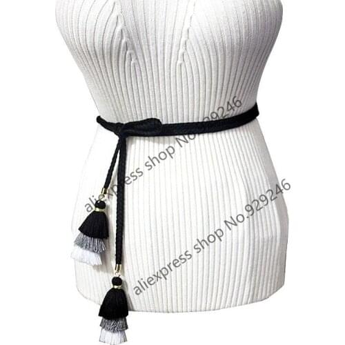 1pc/lot 0.9cm camel braid cotton rope belt with fringes waistband garment tassel curtain rope home textile hat decorative rope