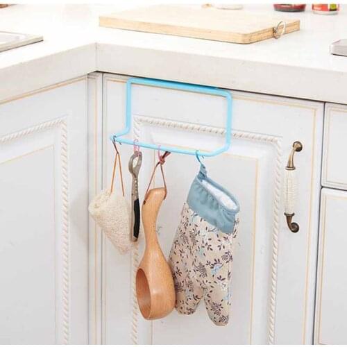 1 Piece Cabinet Door Single Towel Rack Plastic Non-trace Cloth Hanging Towel Rod Sundries Hanging Storage Finishing Rack