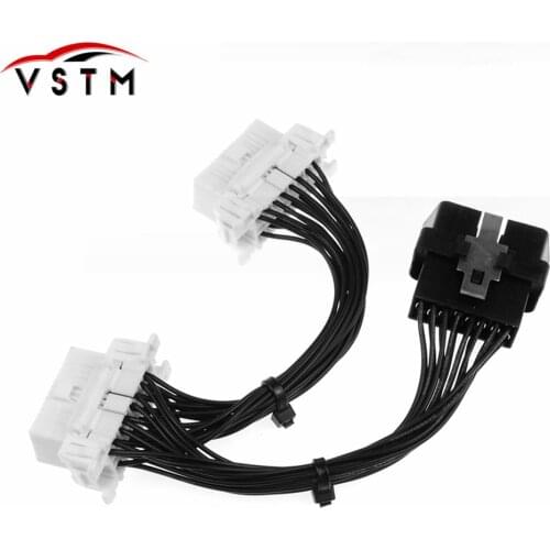 2019 16 pin OBD2 OBDii OBD 2 Splitter Extension Cable one Male to Two Female Y Cable OBD2 splitter extension cable