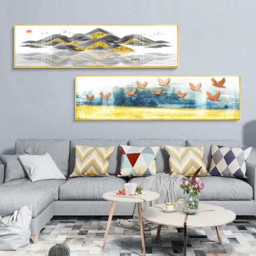 Abstract home decor bedside golden colour mix canvas painting posters and print modern wall art pictures for living room bedroom