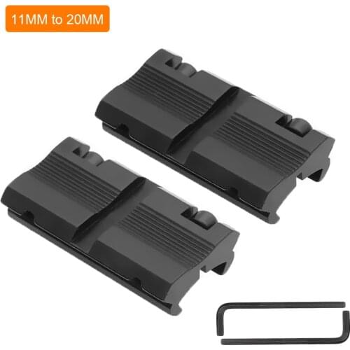 2Pcs Tactical Scope Adapter Mount Base 11mm Dovetail to 20mm Weaver Picatinny Rail Mount Hunting Rifle Ring Converter
