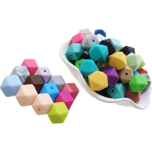 Free Shipping 100pcs/lot Mini Hexagon Beads 11mm Geometric Silicone Beads BPA Free Chewable Baby Silicone Teething Beads