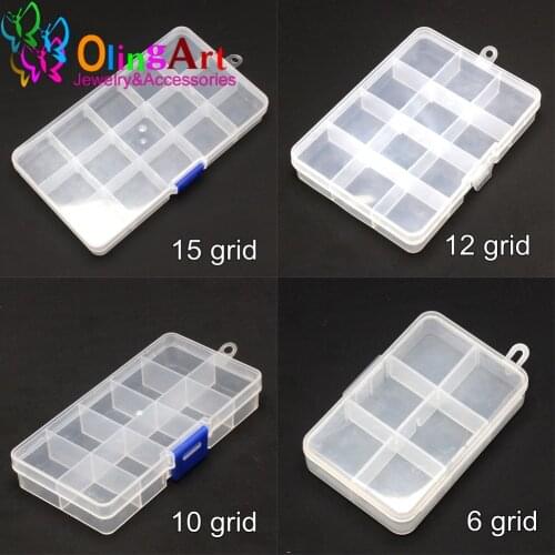 Free shipping Adjustable plastic storage box 6/10/12/15 grilles jewelry storage box Olingart