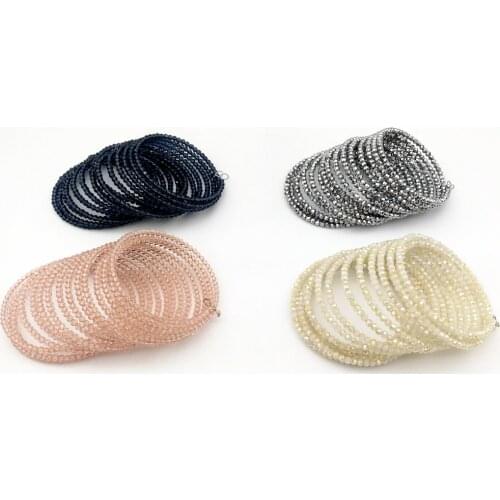 Multi layer handmade glass bead wrap bracelet boho braided woven cuff bangle new design gift for women