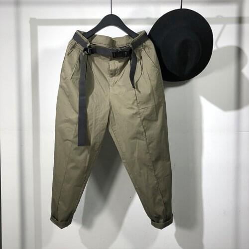 Owen Seak Men Casual Harem Pants Gothic Men Clothing Cargo High Street Sweatpants Autumn Men Calf-Length Pant Loose Black Pants