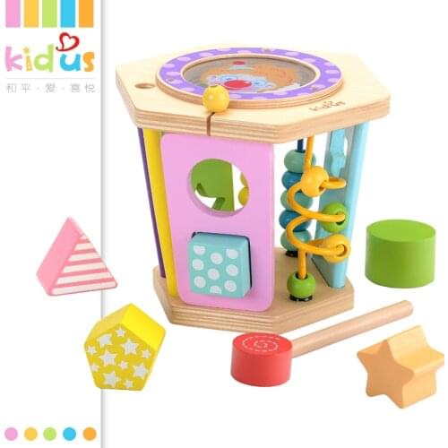 Zalami Six Sides Wooden Multi-functional Educational Puzzle Box Toy Beads Maze