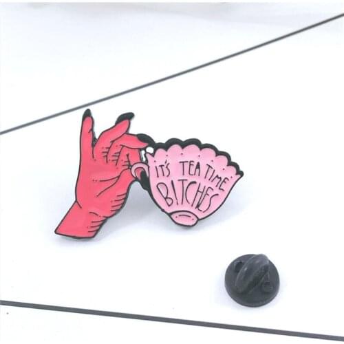 Halloween Hand Cup Enamel Pin Brooch It Is Tea Time Lapel Pin Jeans Shirt Bag Punk Badge Jewelry Gift for Friends
