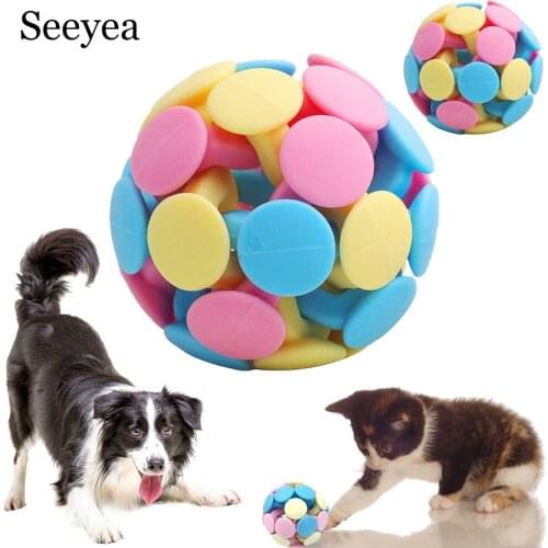 Pet Dog Interactive Toys Rubber Ball Chewing Training Toys Pet Supplies Dog Teeth Cleaning Cat Toys Small Pet With Bell Seeyea