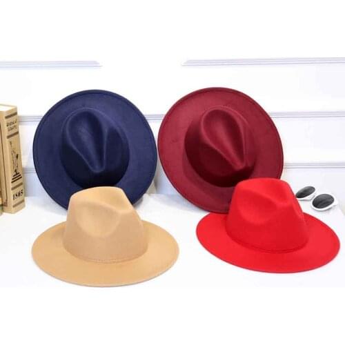 Classical Wide Brim 8CM Fedora Hat Wool Hats Men Women Crushable Winter Hat Derby Wedding Church Jazz Hats Panama Trilby Cap