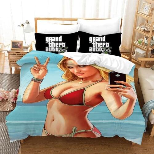 Game GTA V Bedding Set Cartoon Duvet Cover Pillowcase Grand Theft Auto 5 Twin Full Queen King Bedspreads Quilt Cover Bed Linens