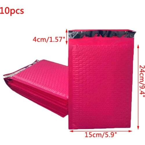 10 Pcs 150x240+40mm Rose Red Bubble Envelop For Post Logistics Express Fragile Items Rose Red Foil Bubble Mailer