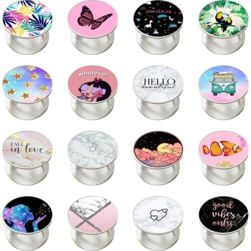 Round Expanding Glitter Phone Grip Suporte Celular Carro Swappable Top For Most of Phones Tablet and Case