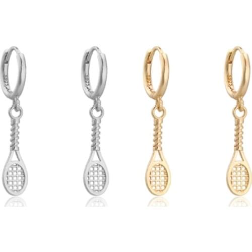 LOOXI New Fashion Tennis Racket Pendants Drop Earring Piercing Circle Round Hoops Earrings for Womens Jewelry Pendiente Gift