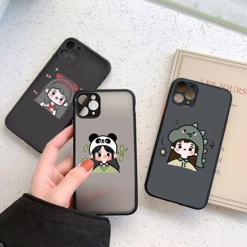 Cute manga girl Phone Case For iphone 12 11 7 8 plus mini x xs xr pro max matte transparent cover