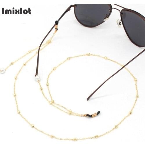 Fashion Pendant Eyeglass Chains Sunglasses Reading Faux Pearl Beaded Glasses Chain Eyewears Cord Holder Gold Neck Strap Rope