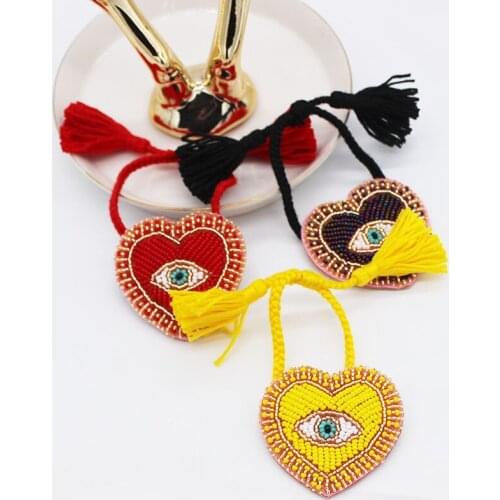 Fashionable personality exaggerated heart-shaped bracelet New Bohemian Rhinestone Rice Pearl Heart Eye Bracelet 526