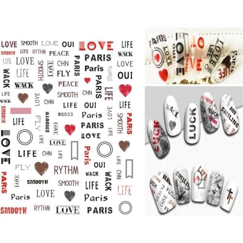 Line Love Letter Font Nail Sticker Holographic Applique Art Adhesive Decoration Accessories Applique 10PCS