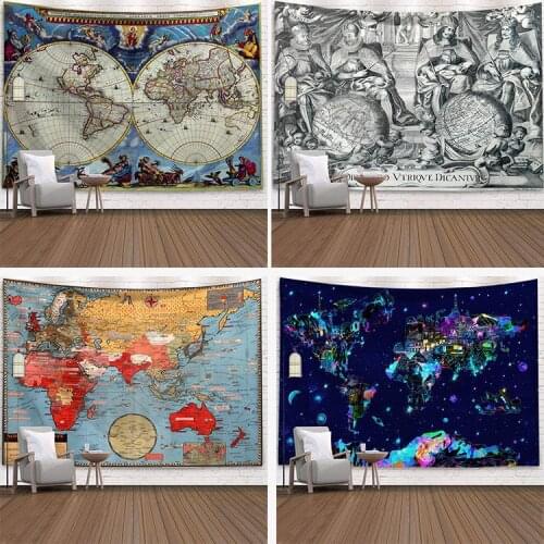 Nordic world map wall tapestry background cloth farmhouse home decor boho murals wall hanging blanket tapestries beach towels