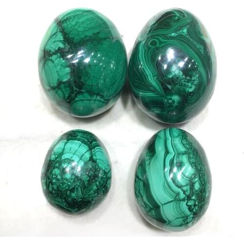 Natural Dark Green Malachite Egg Carved Quartz Crystal Eggs Crafts Chakra Reiki Healing Crystal Home Decoration And Wood Stand