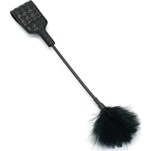 40cm Erotic BDSM Feather Tickled Whip Bondage Punish Fetish Leather Spanking Paddle Riding Crop SM for Couples Women Adult Games