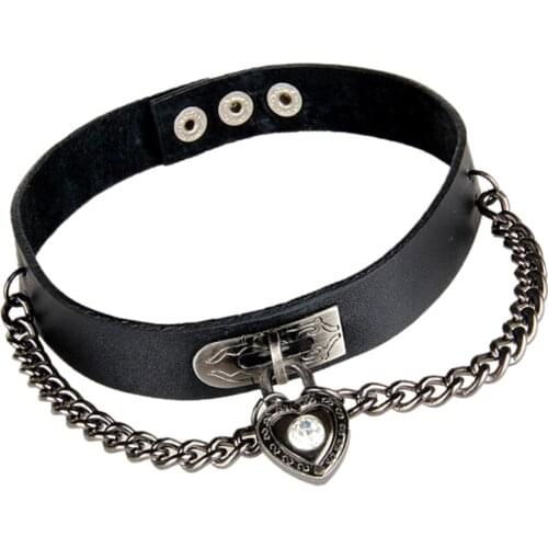 Collar Pendant Heart Shape Necklace Accessories Costume - Black