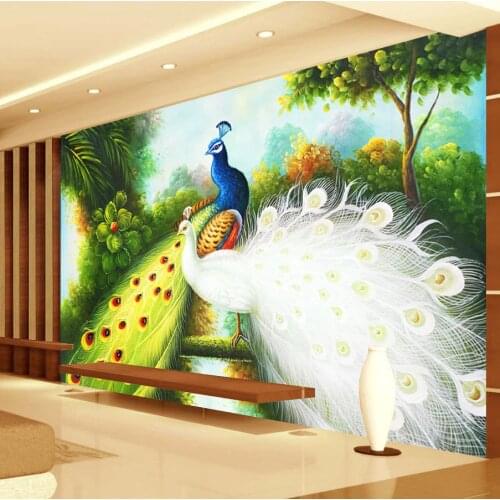 Custom Any Size 3D Photo Wallpaper Peacock Background Home Decor Wall Painting Modern Living Room Sofa Bedroom Mural Wall Paper